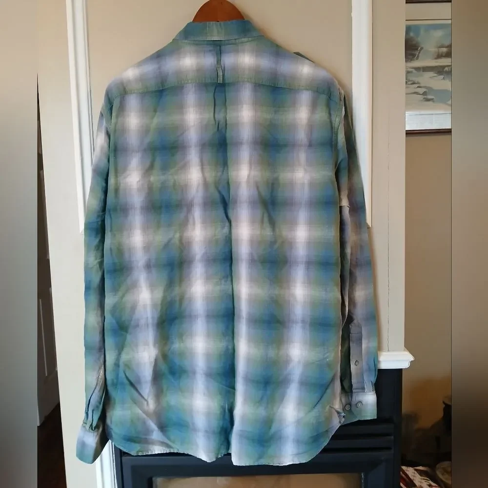 BANANA REPUBLIC Button Down Plaid Dress Shirt Men's Size Large